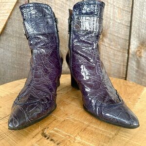 Women's Blue/Purple Ankle Boots, pointy toes, inside zipper